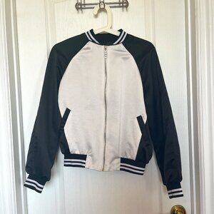 Women's Black and White Bomber Jacket Size S